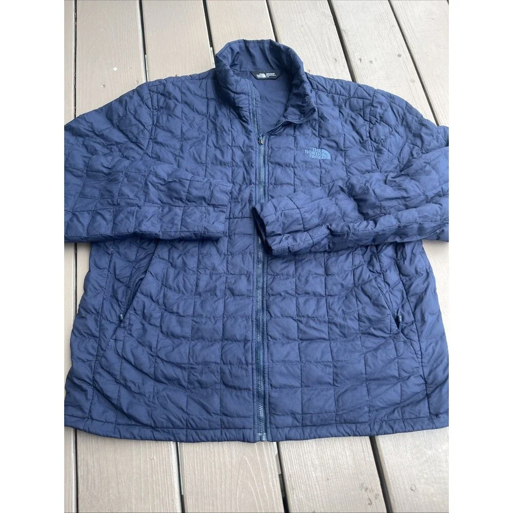 THE NORTH FACE Men's Thermoball Eco Jacket Quilted Puffer Full Zip Blue Large